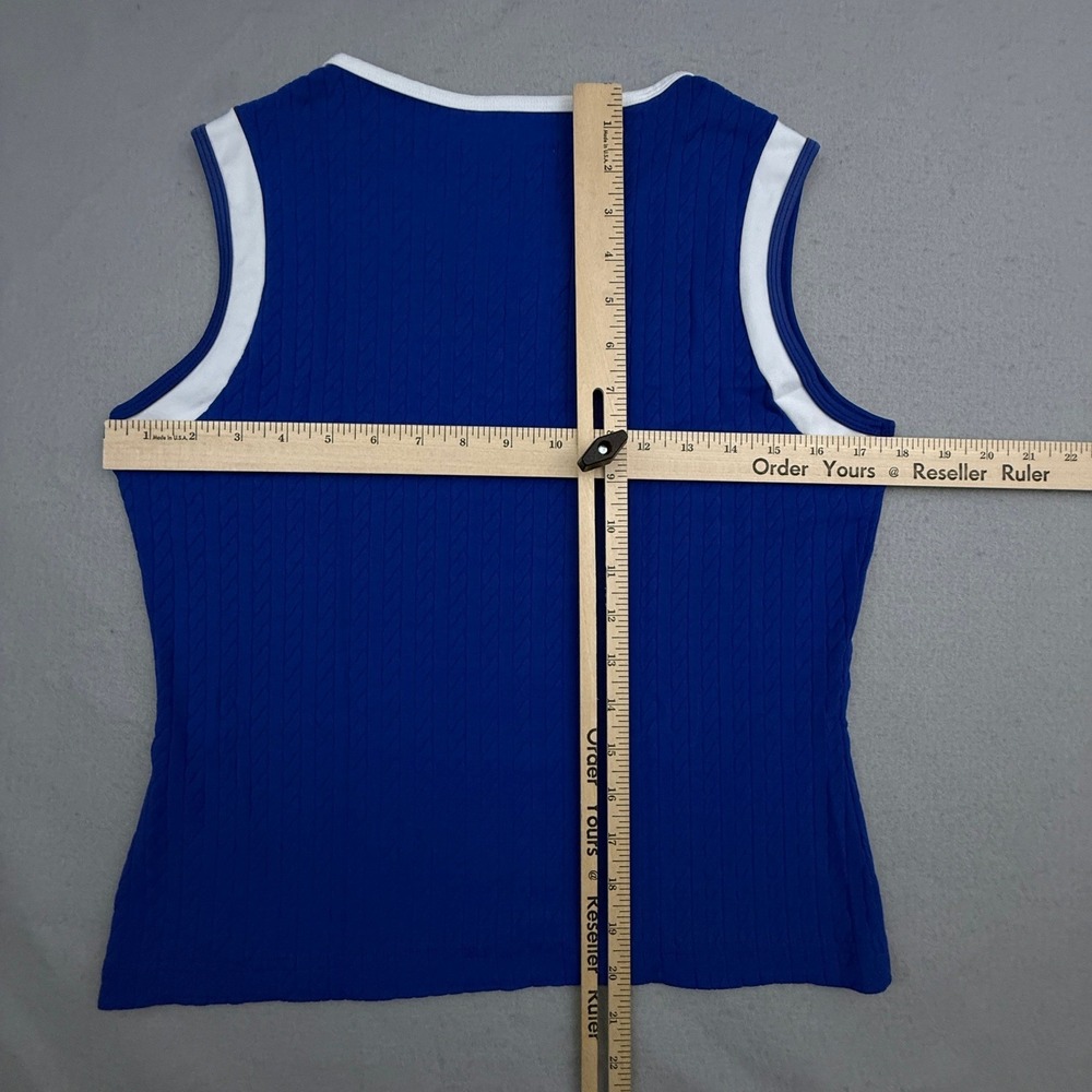 Wimbledon Top Women's Small Blue Cable Knit Vintage 90s Tennis Prep Country Club - Picture 8 of 13